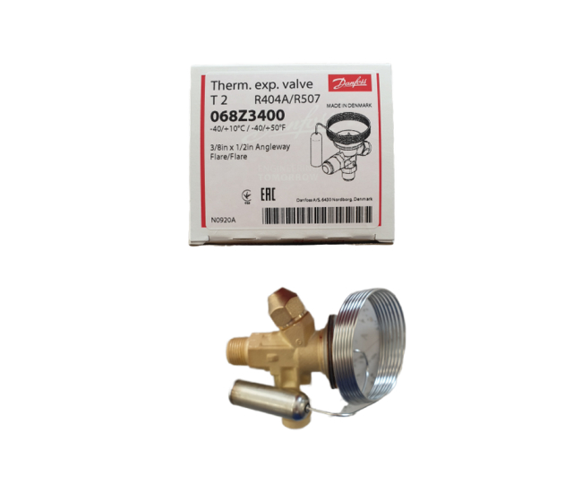 Expanzný ventil TS2 R404A bez MOP (+10/-40°C) 3/8x1/2, skrutka/skrutka, kap.1,5 m Danfoss