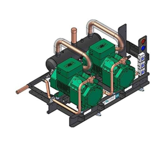 Združená jednotka s  polo-hermetickými Bitzer kompresormi  KX-2X4TES-12Y R404A  K2BM083Z  Rivacold