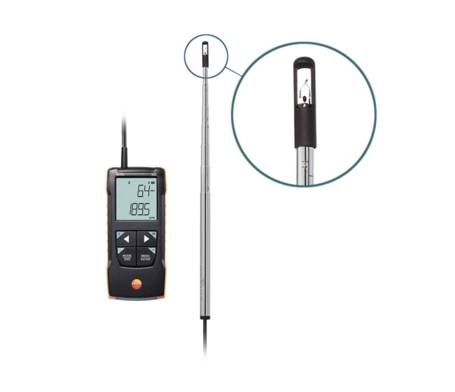 Digitálny anemometer so sondou so žeravým drôtikom a s pripojením k aplikácií 0563 0425 425 TESTO